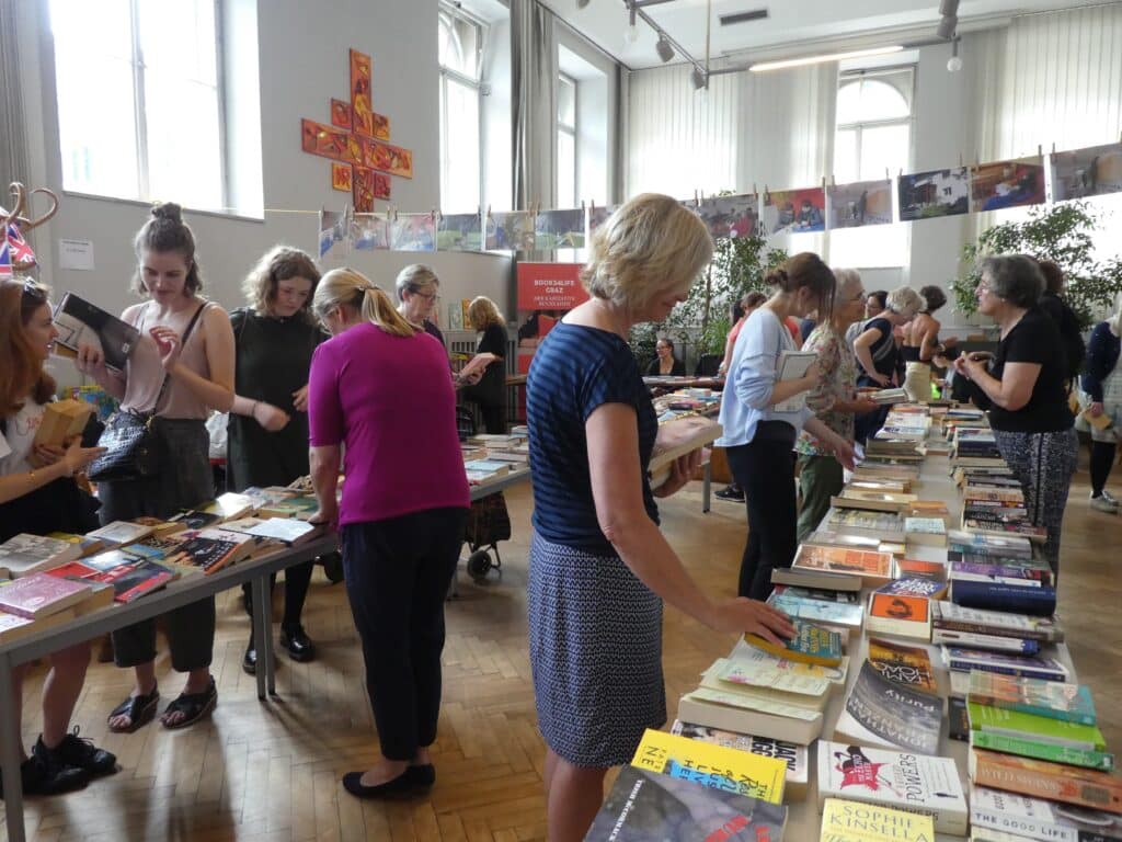 People at a book sale